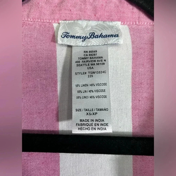 Tommy Bahama women’s size XS pink & white striped tunic button-down Long Sleeve - Picture 2 of 8
